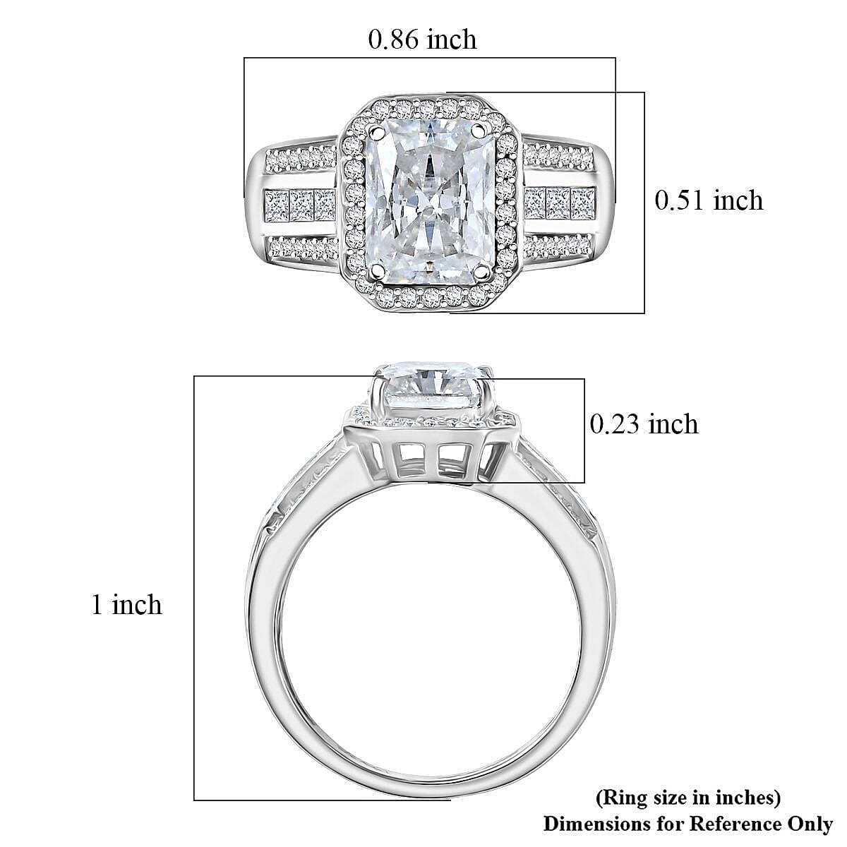 D'Joy Moissanite Art Deco Ring in Rhodium Over Sterling Silver 3.10 ctw (Size 7.0) image number 5