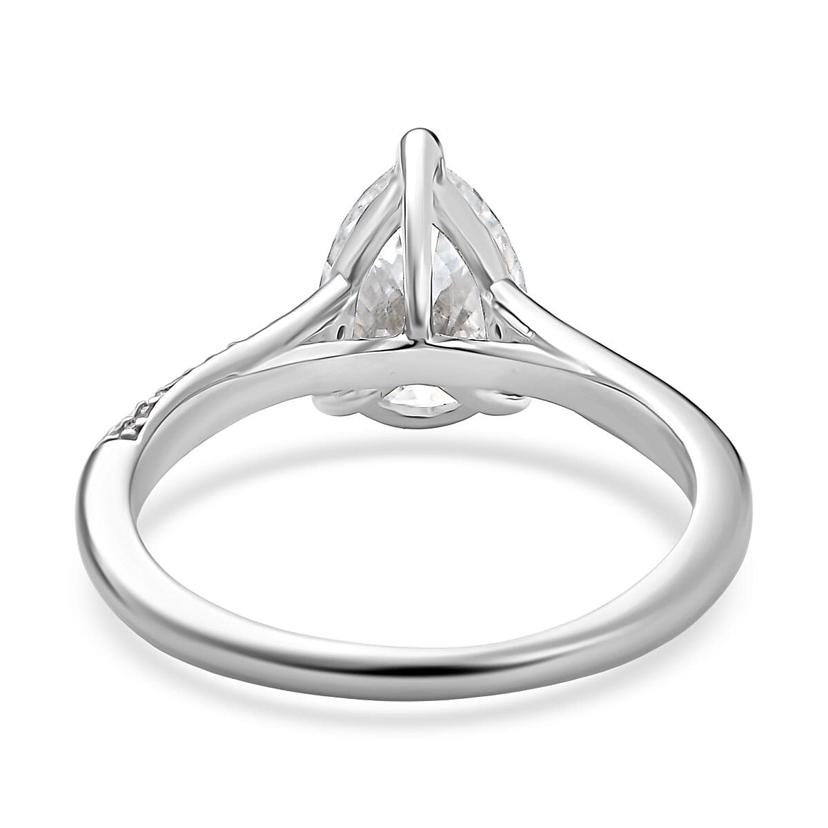 D'Joy Moissanite 2.00 ctw Teardrop Ring in Rhodium Over Sterling Silver (Size 10.0) image number 4