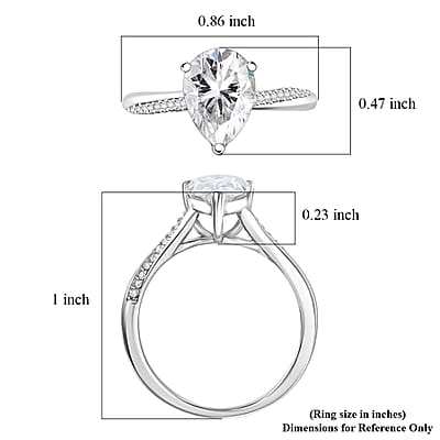 D'Joy Moissanite Ring in Rhodium Over Sterling Silver 2.00 ctw (Size 10.0)