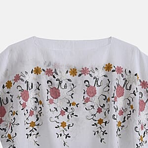 La Marey White Floral Embroidery Kaftan A1
