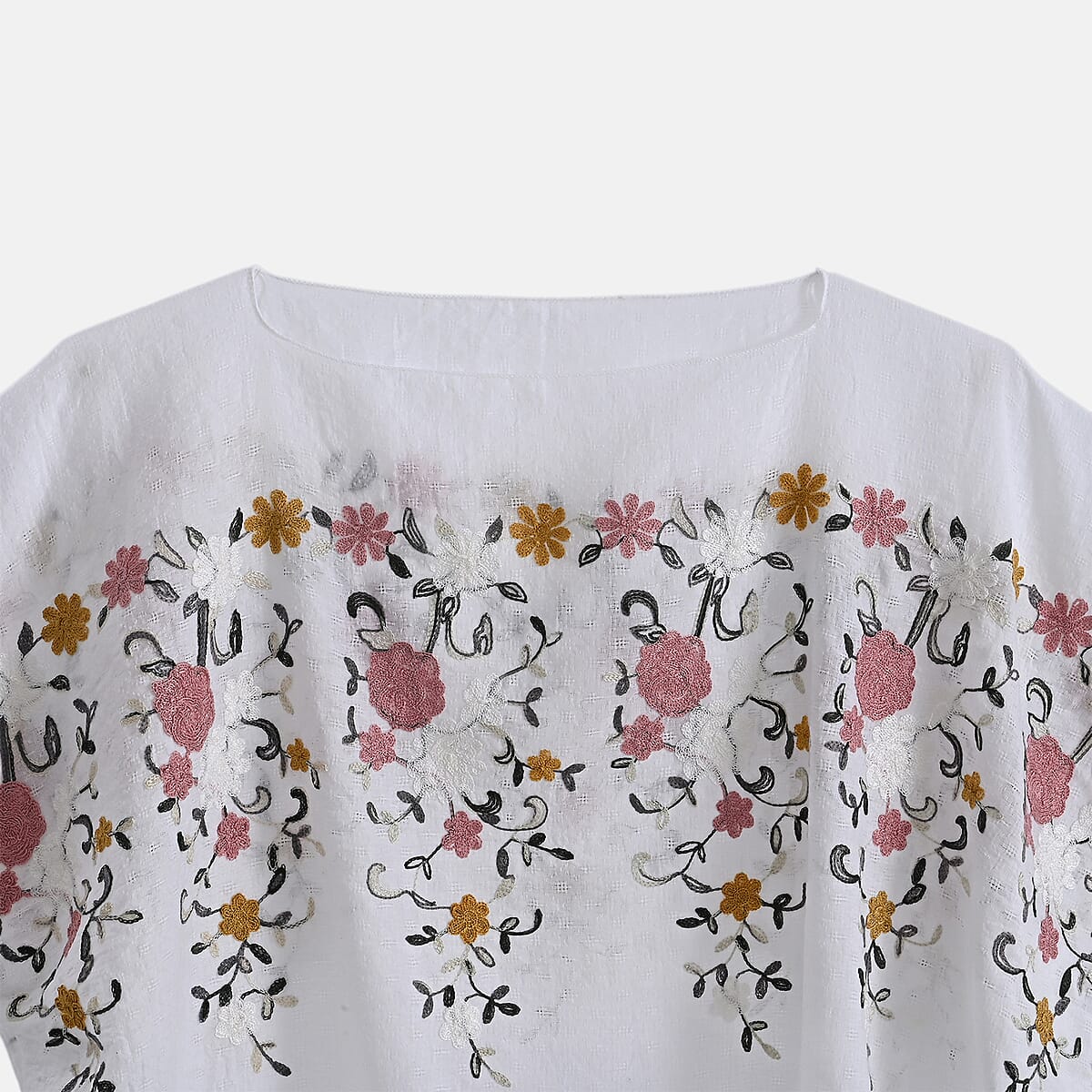 La Marey White Floral Embroidery Kaftan image number 4