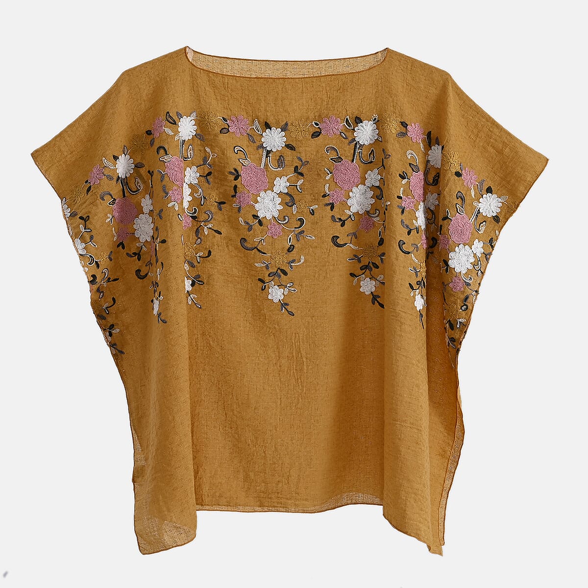 La Marey Yellow Floral Embroidery Kaftan image number 3