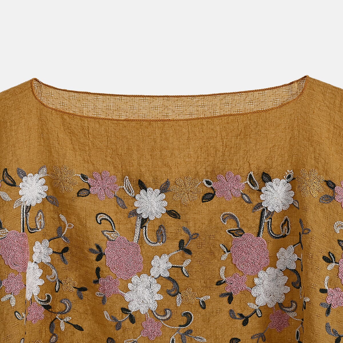 La Marey Yellow Floral Embroidery Kaftan image number 4