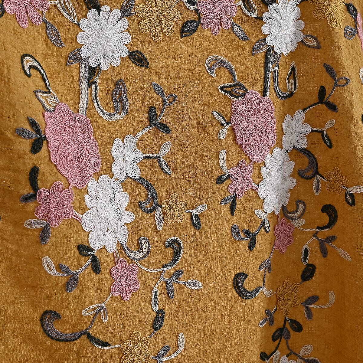 La Marey Yellow Floral Embroidery Kaftan image number 5