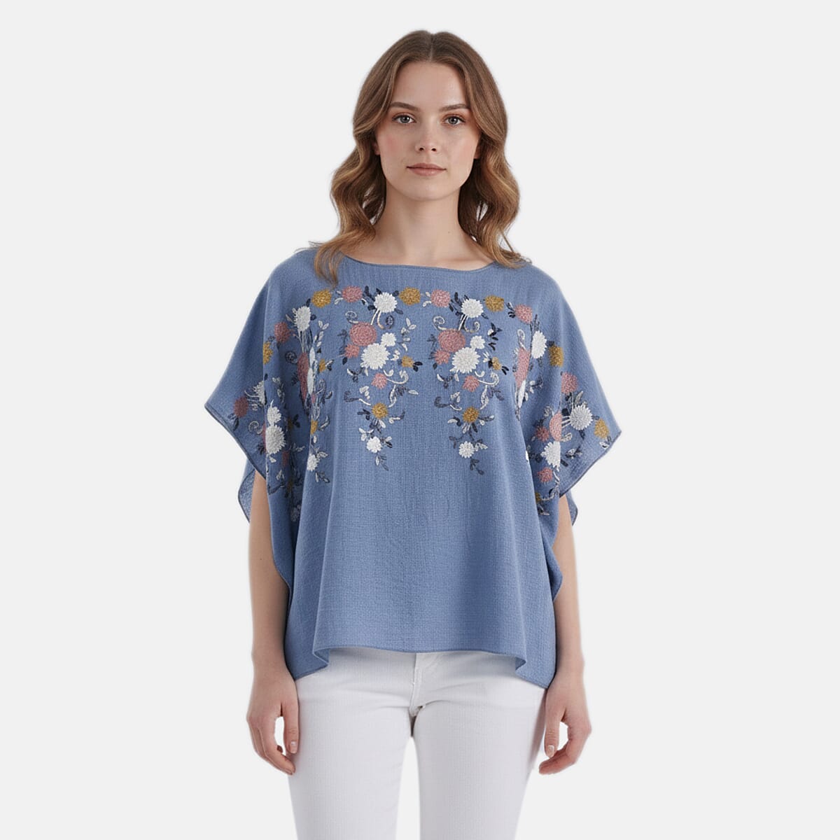 La Marey Navy Floral Embroidery Kaftan image number 0