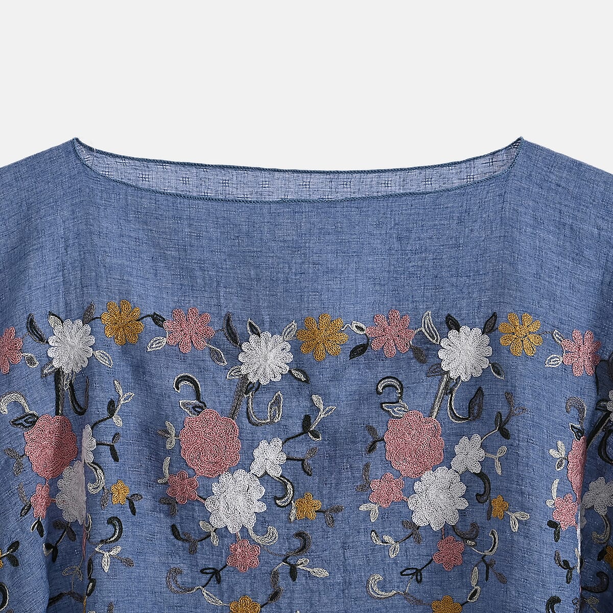 La Marey Navy Floral Embroidery Kaftan image number 4