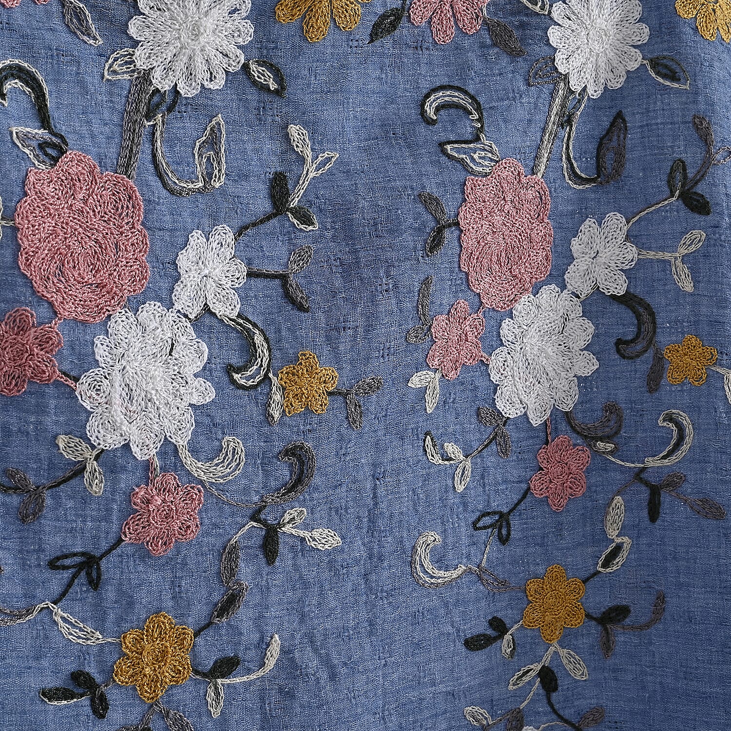 La Marey Navy Floral Embroidery Kaftan