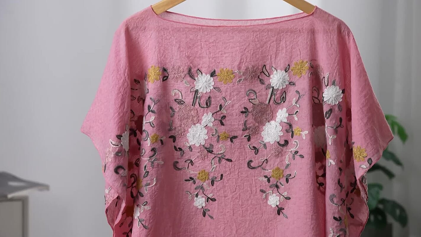 La Marey White Floral Embroidery Kaftan A1