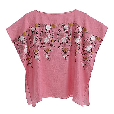 La Marey Pink Floral Embroidery Kaftan
