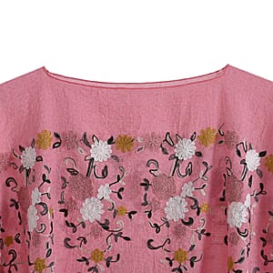 La Marey Pink Floral Embroidery Kaftan