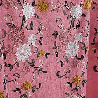 La Marey Pink Floral Embroidery Kaftan