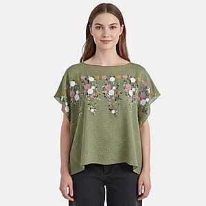 La Marey Light Green Floral Embroidery Kaftan A1