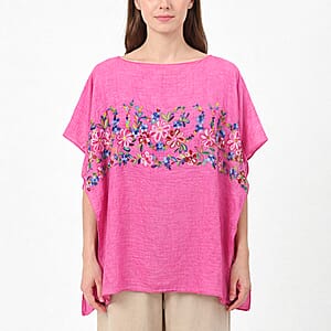 La Marey Rose Pink Floral Embroidery Kaftan