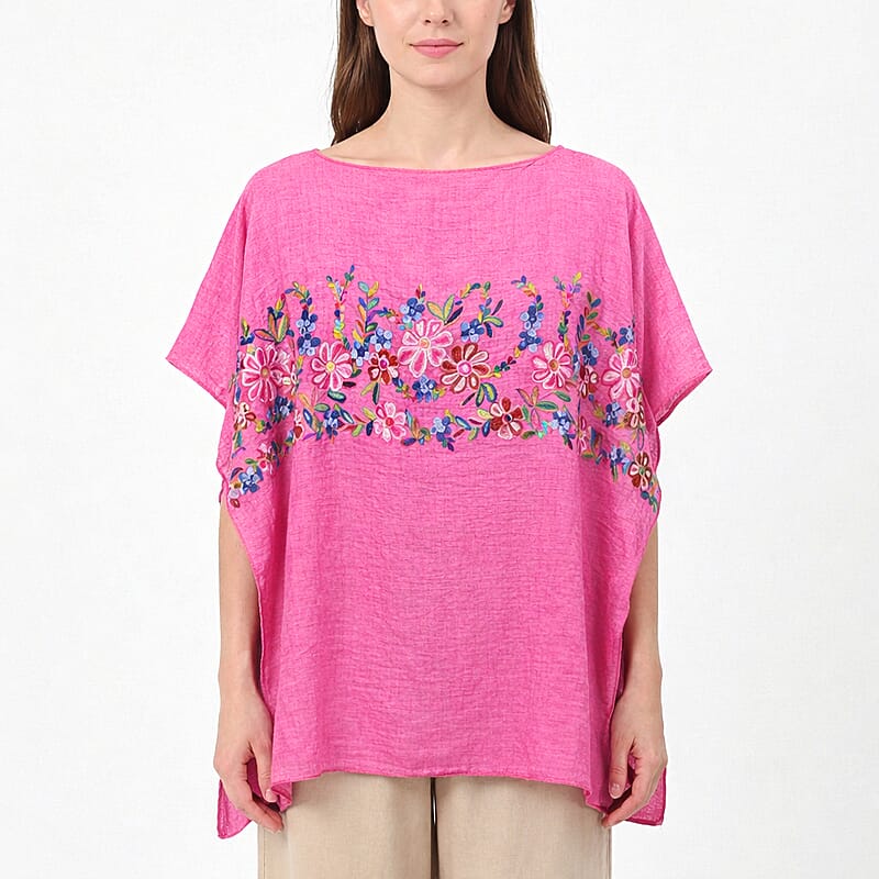 La Marey Rose Pink Floral Embroidery Kaftan