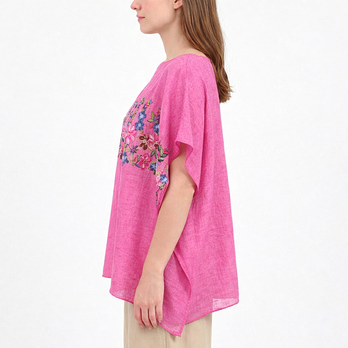 La Marey Rose Pink Floral Embroidery Kaftan image number 1
