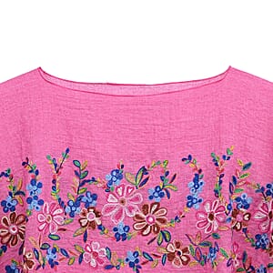 La Marey Rose Pink Floral Embroidery Kaftan