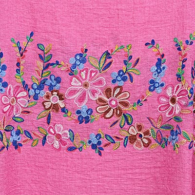 La Marey Rose Pink Floral Embroidery Kaftan