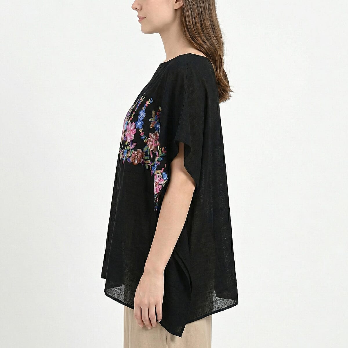 La Marey Black Floral Embroidery Kaftan image number 1