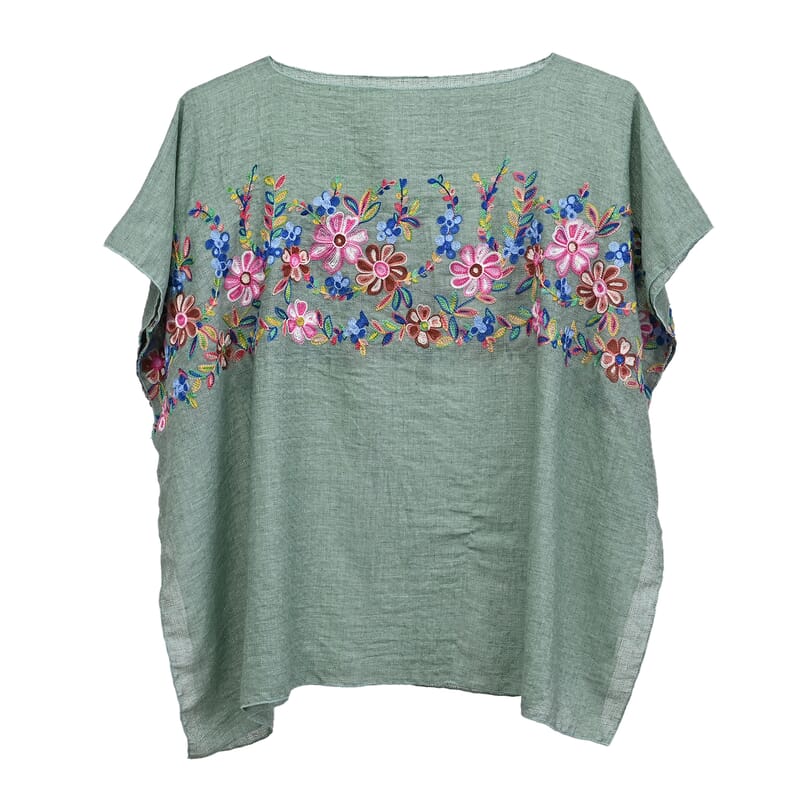 La Marey Green Floral Embroidery Kaftan