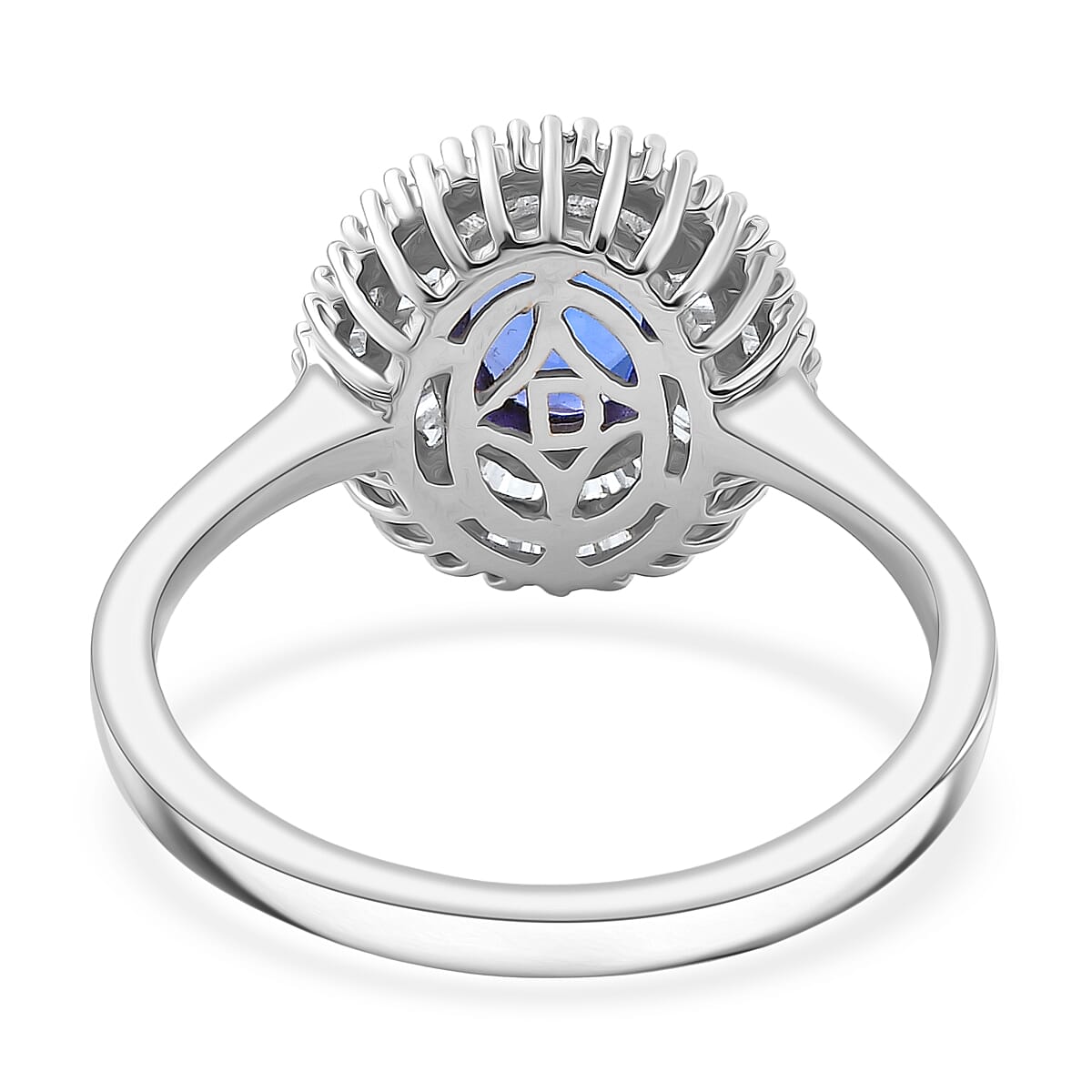 D'Joy AAA Tanzanite, Diamond Ring in Rhodium Over Sterling Silver 1.40 ctw (Size 5.0) image number 4