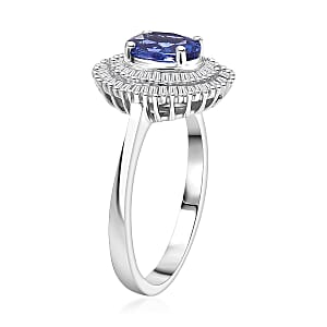 D'Joy AAA Tanzanite, Diamond Ring in Rhodium Over Sterling Silver 1.40 ctw (Size 6.0)