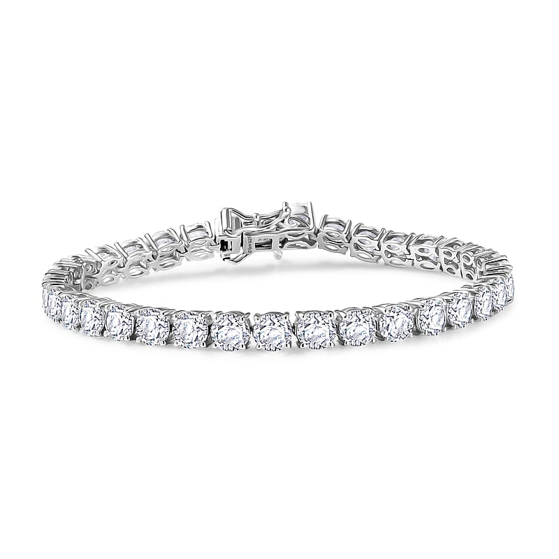 D'Joy Moissanite 15.70 ctw Bracelet in Rhodium Over Sterling Silver (7.25 In)