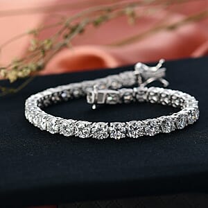 D'Joy Moissanite 15.70 ctw Bracelet in Rhodium Over Sterling Silver (7.25 In)