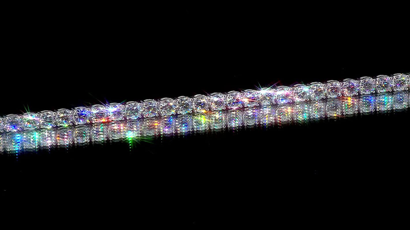 D'Joy Moissanite (Rnd 5mm) Bracelet in Rhodium Over Sterling Silver (7.25 In) 15.70 ctw