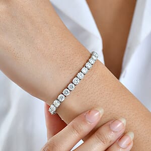 D'Joy Moissanite 15.70 ctw Bracelet in Rhodium Over Sterling Silver (7.25 In)