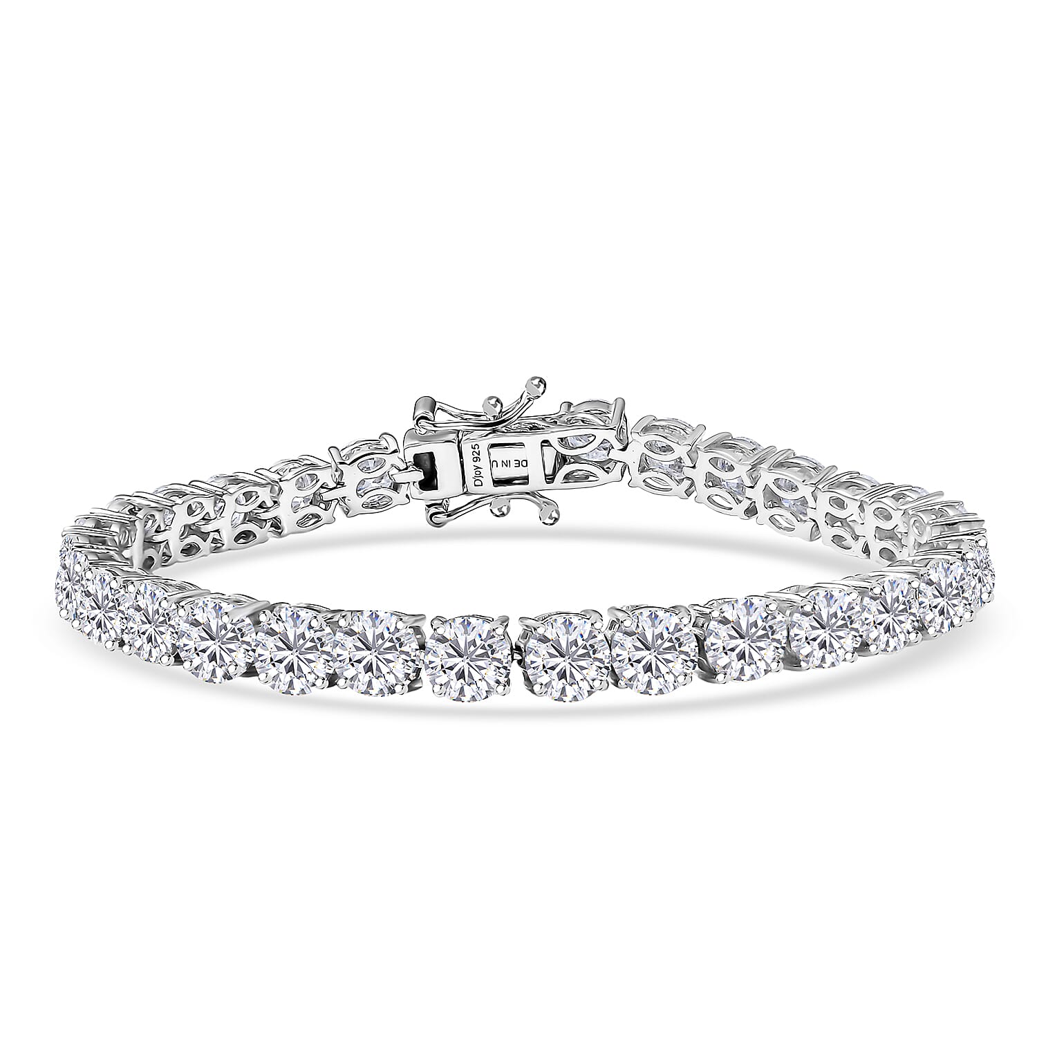 D'Joy Moissanite (Rnd 5mm) Bracelet in Rhodium Over Sterling Silver (7.25 In) 15.70 ctw