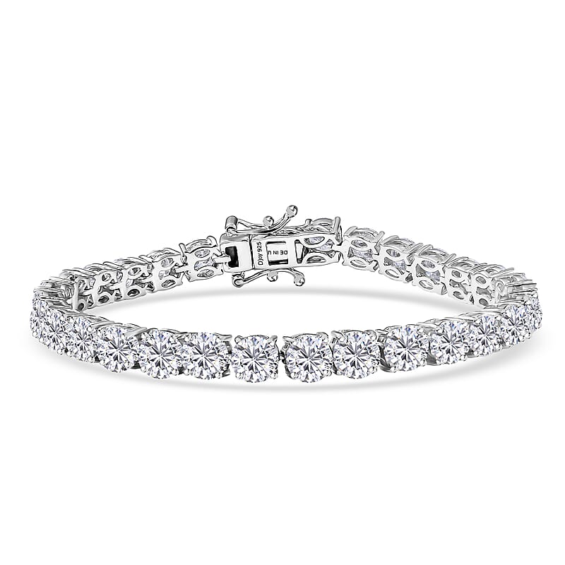 D'Joy Moissanite 13.80 ctw Bracelet in Rhodium Over Sterling Silver (6.50 In)