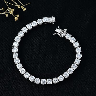D'Joy Moissanite 13.80 ctw Bracelet in Rhodium Over Sterling Silver (6.50 In)