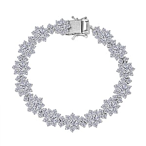 D'Joy Moissanite 12.60 ctw Bracelet in Rhodium Over Sterling Silver (7.25 In)