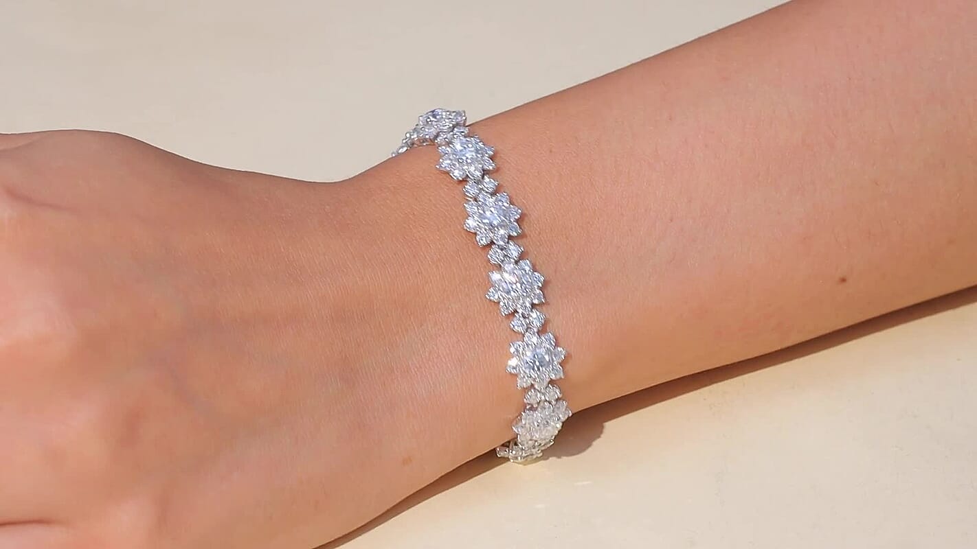 D'Joy Moissanite 12.60 ctw Bracelet in Rhodium Over Sterling Silver (7.25 In)