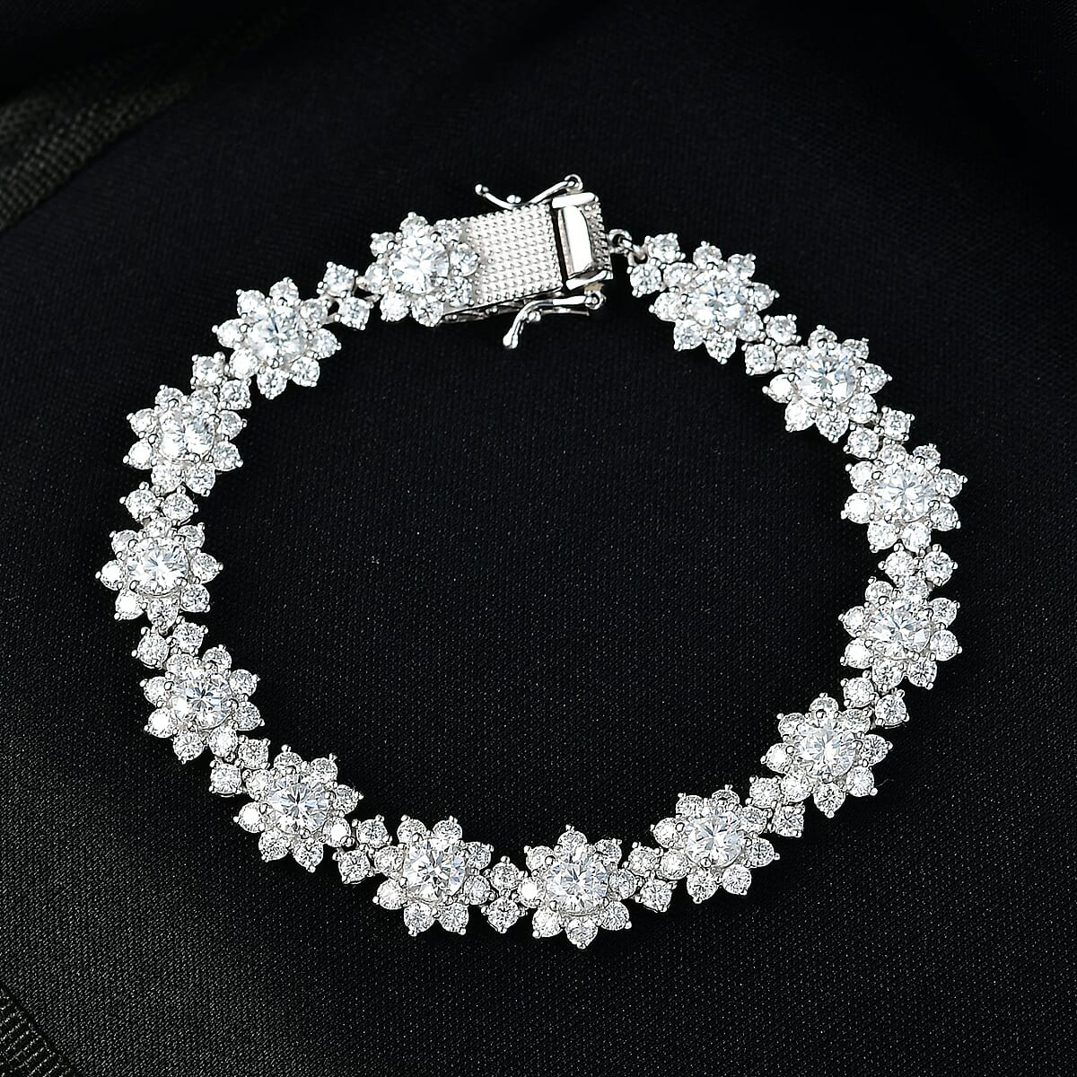 D'Joy Moissanite 12.60 ctw Bracelet in Rhodium Over Sterling Silver (7.25 In) image number 1