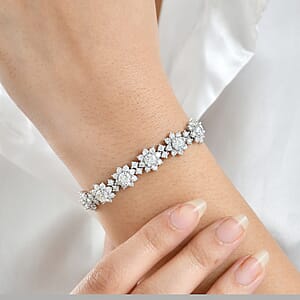 D'Joy Moissanite 12.60 ctw Bracelet in Rhodium Over Sterling Silver (7.25 In)
