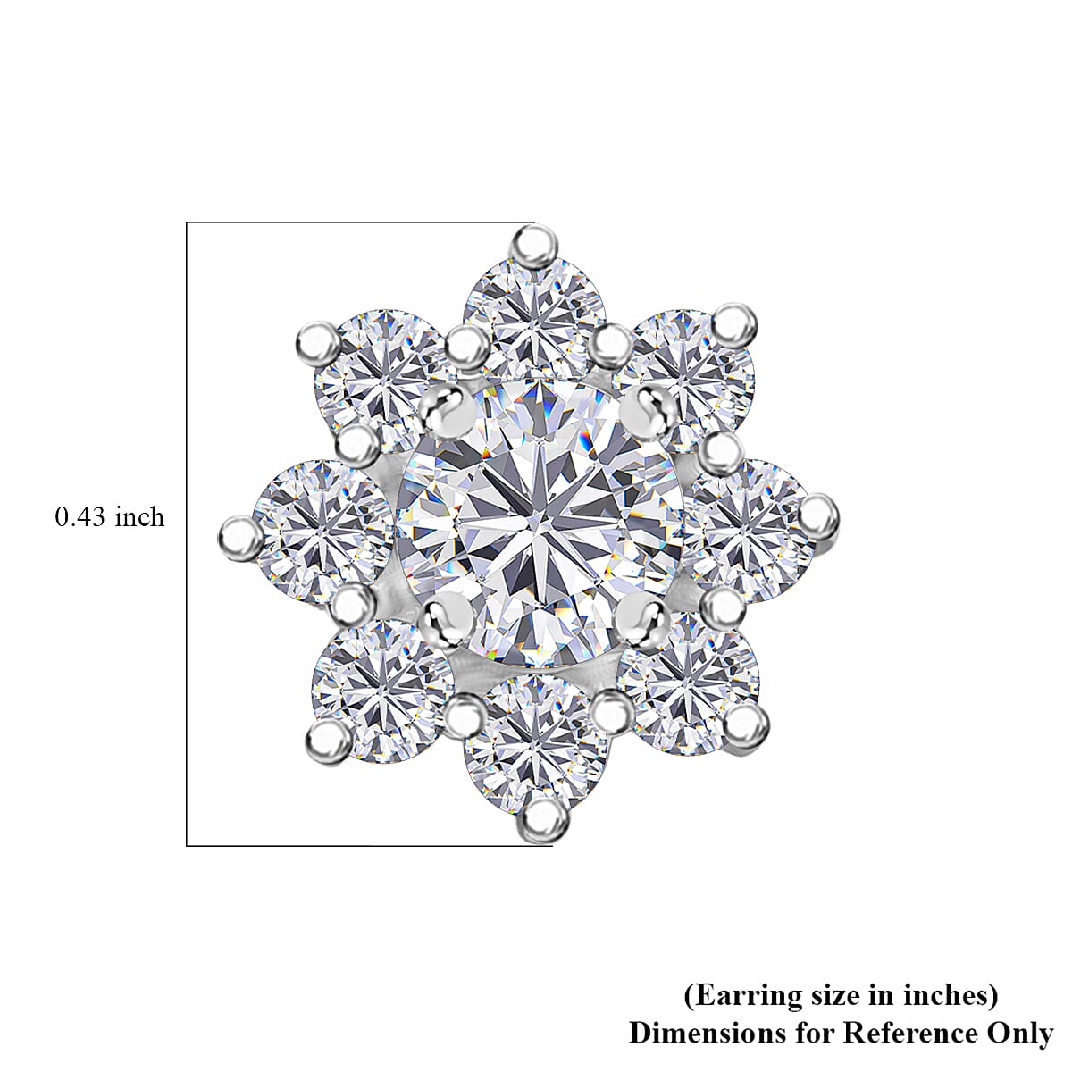D'Joy Moissanite 1.75 ctw Floral Earrings in Rhodium Over Sterling Silver image number 4