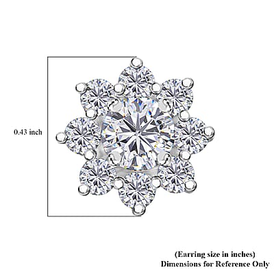 D'Joy Moissanite 1.75 ctw Floral Earrings in Rhodium Over Sterling Silver