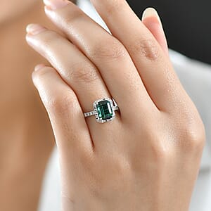 Doorbuster Certified & Appraised Rhapsody AAAA Santa Rosa Tourmaline and E-F VS Diamond 2.99 ctw Ring in 950 Platinum (Size 6.0) 5.90 Grams