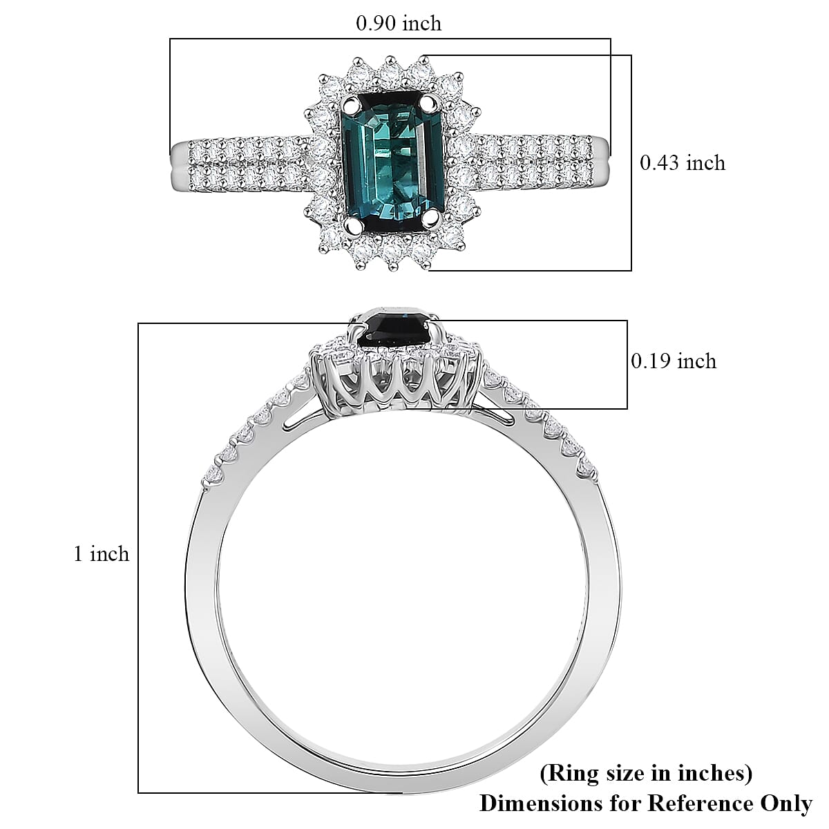 Doorbuster Certified & Appraised Rhapsody AAAA Monte Belo Indicolite and E-F VS Diamond 1.55 ctw Ring in 950 Platinum (Size 7.0) 5.55 Grams image number 5