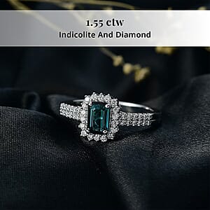 Certified & Appraised Rhapsody AAAA Monte Belo Indicolite, Diamond Ring in 950 Platinum 1.55 ctw (Size 8.0)