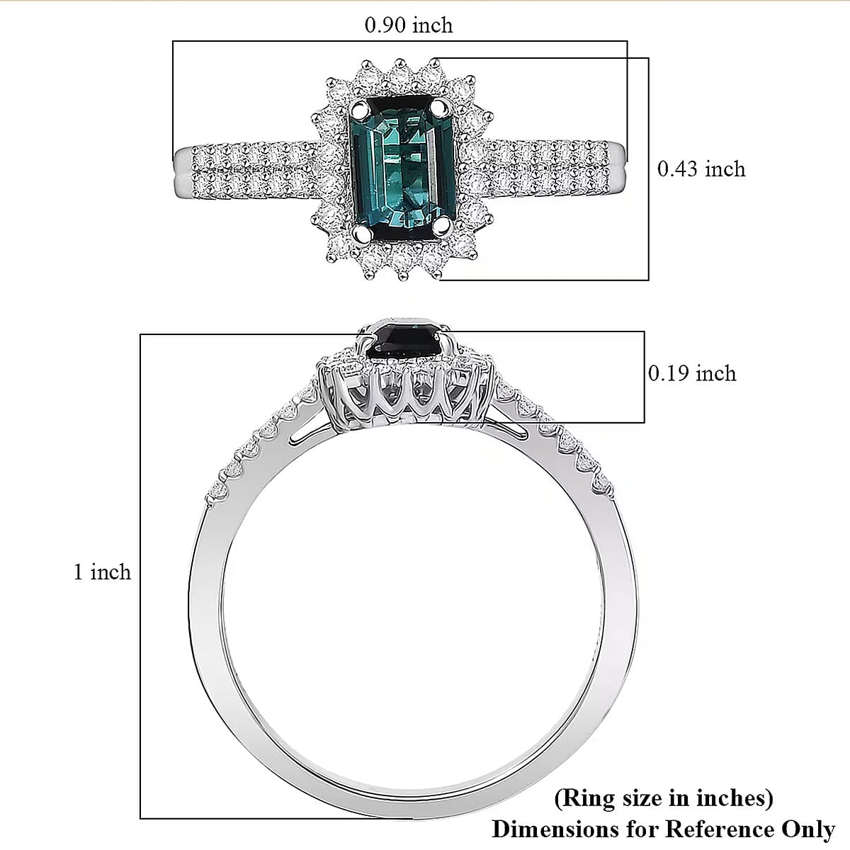 Certified & Appraised Rhapsody AAAA Monte Belo Indicolite, Diamond Ring in 950 Platinum 1.55 ctw (Size 9.0) image number 5