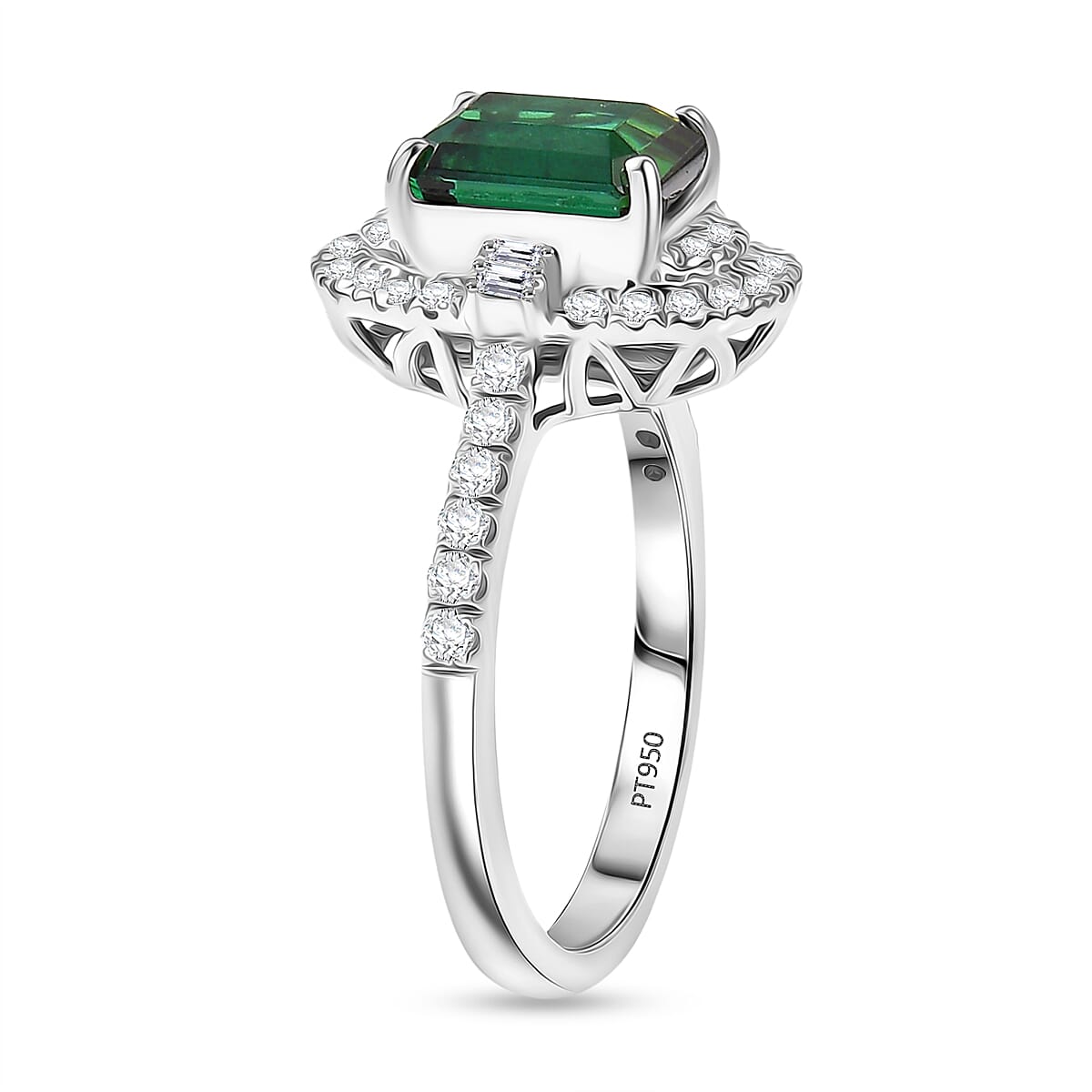 Certified & Appraised Rhapsody AAAA Pirineu Lagoon Tourmaline and Diamond E-F VS 2.33 ctw Ring in 950 Platinum (Size 10.0) 6.10 Grams image number 3