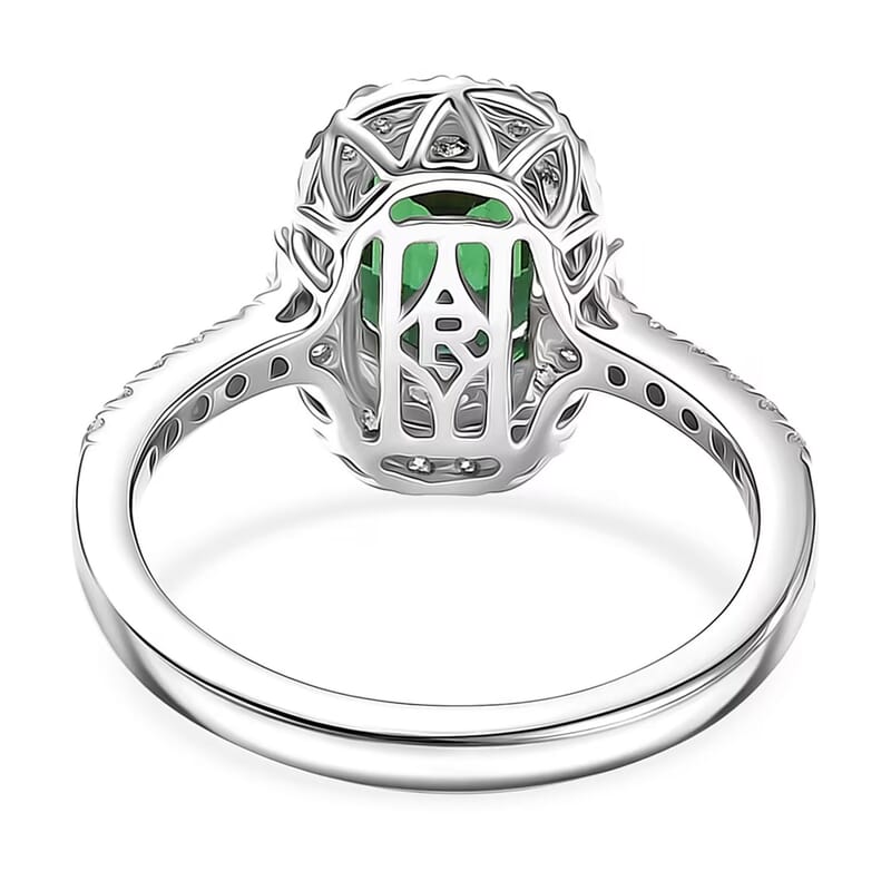 Certified & Appraised Rhapsody AAAA Pirineu Lagoon Tourmaline and Diamond E-F VS 2.35 ctw Ring in 950 Platinum (Size 10.0) 6.10 Grams