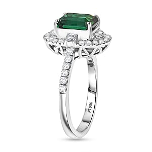  Certified & Appraised Rhapsody AAAA Pirineu Lagoon Tourmaline and Diamond E-F VS 2.35 ctw Ring in 950 Platinum (Size 7.0) 6.10 Grams