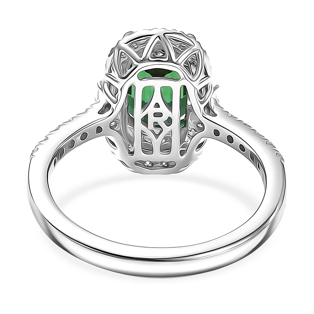  Certified & Appraised Rhapsody AAAA Pirineu Lagoon Tourmaline and Diamond E-F VS 2.35 ctw Ring in 950 Platinum (Size 9.0) 6.10 Grams image number 4