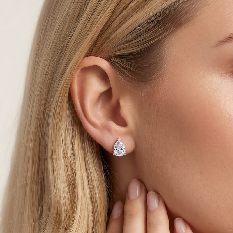 Lab Grown Diamond E-F VS 2.00 ctw Flat Back Earrings in 18K Vermeil Yellow Gold Over Sterling Silver