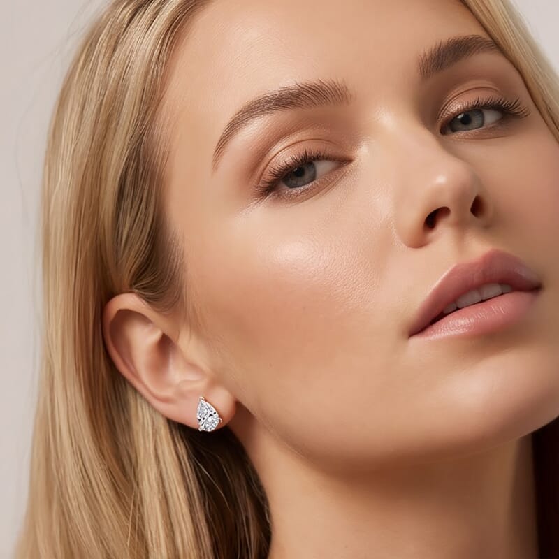 Lab Grown Diamond E-F VS 2.00 ctw Flat Back Earrings in 18K Vermeil Yellow Gold Over Sterling Silver