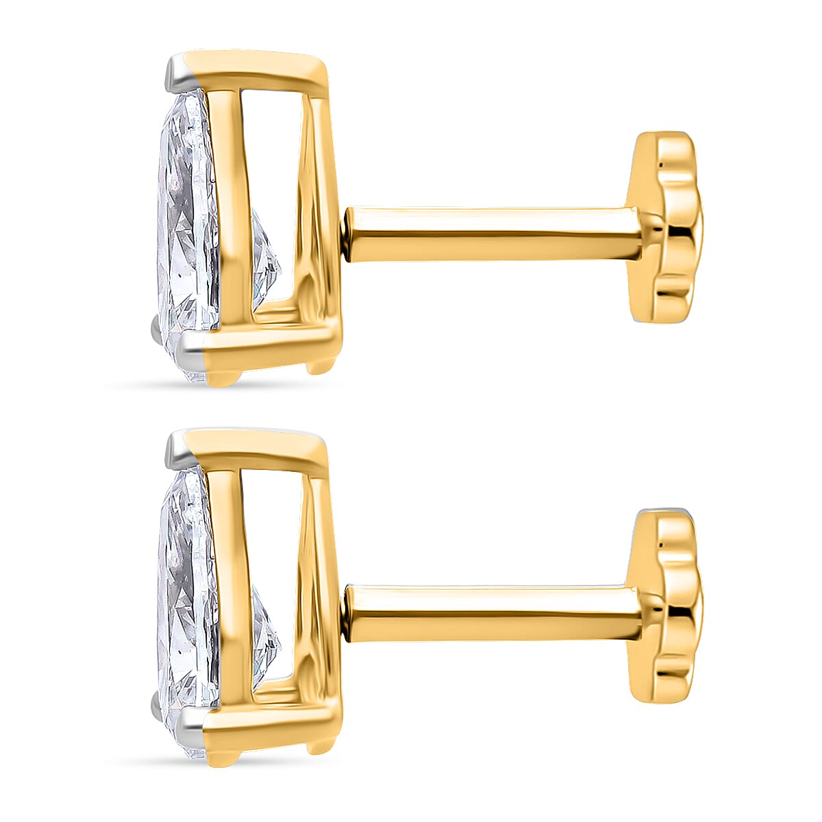 Lab Grown Diamond E-F VS 2.00 ctw Flat Back Earrings in 18K Vermeil Yellow Gold Over Sterling Silver