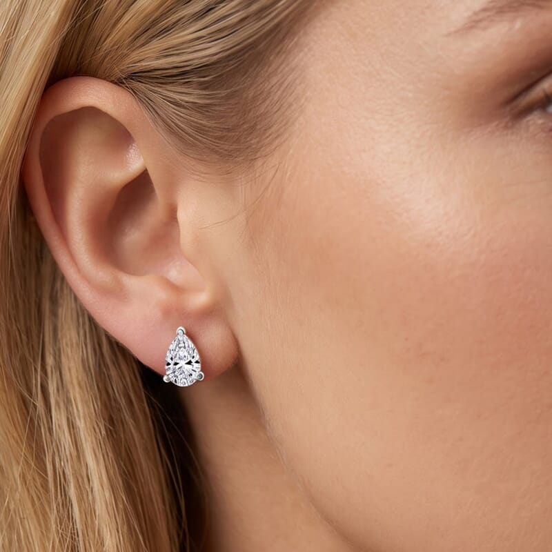 Lab Grown Diamond E-F VS Flat Back Earrings in Rhodium Over Sterling Silver 2.00 ctw